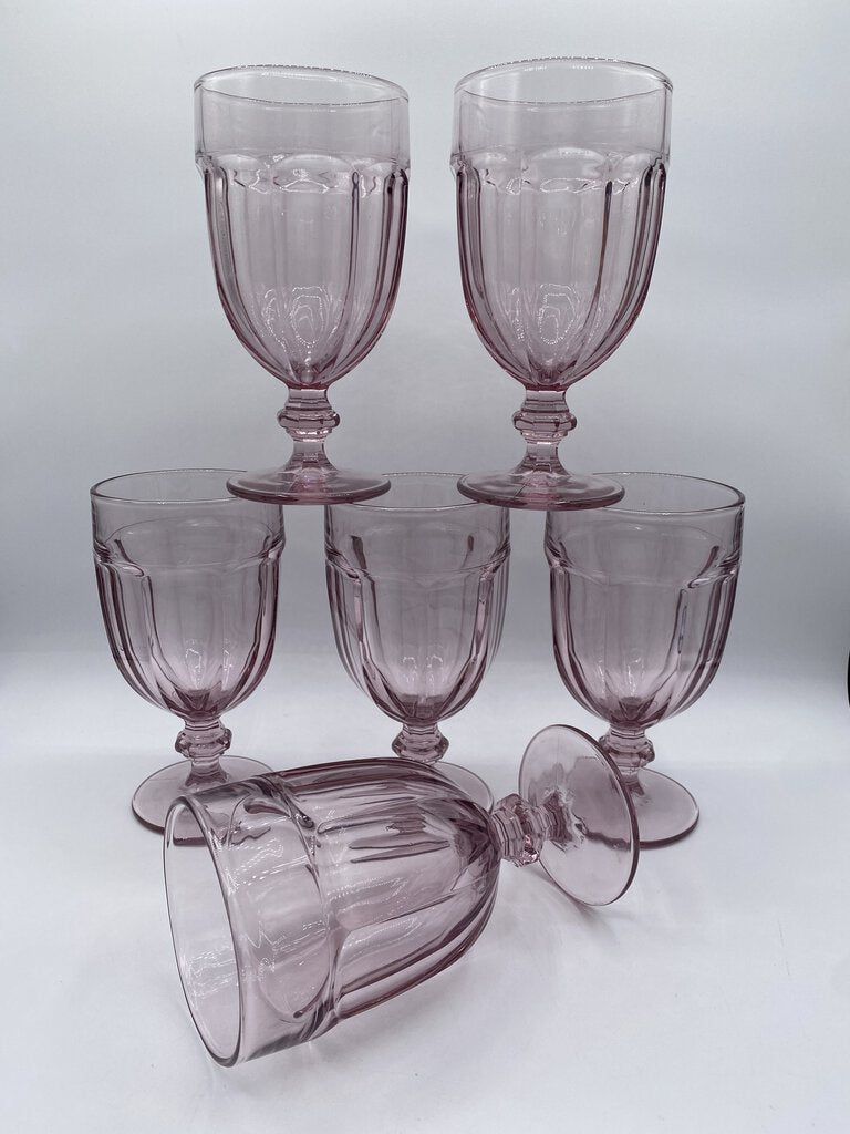 Libbey Amethyst Purple Gibralter 7” Duratuff Goblets set of 6 /rw