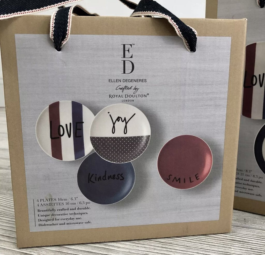 ED Ellen Degeneres New 6 Inch & 8 Inch Royal Doulton Joy Plates /cb