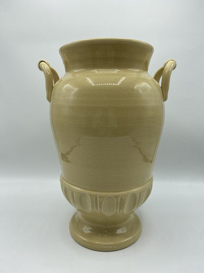 Large Ceramic Beige Two Handled 12.5” Urn Made in Italy /r