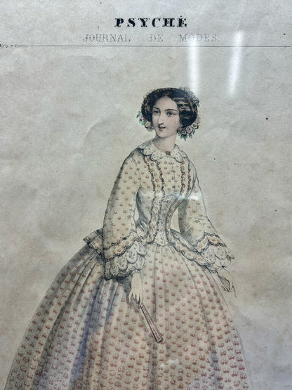 Antique Fashion Magazine Lithograph Print Paris 1853