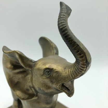 Brass Tone Spelter Metal Happy Elephant Book End /b