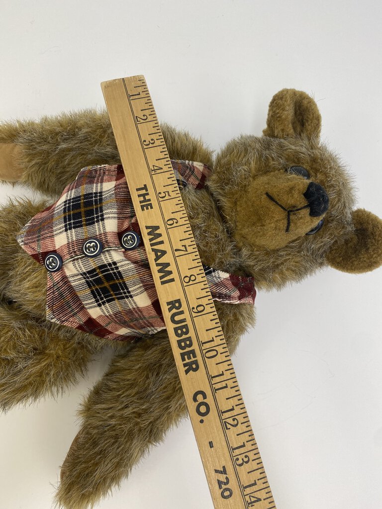 Large Jointed Brown Teddy Bear in Vest 24” Long /rb