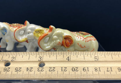 Vtg Set of 3 Mini Porcelain Elephants Trunk Figurines/ Japan /b