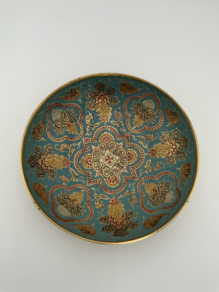 Vintage Brass Enameled Dish