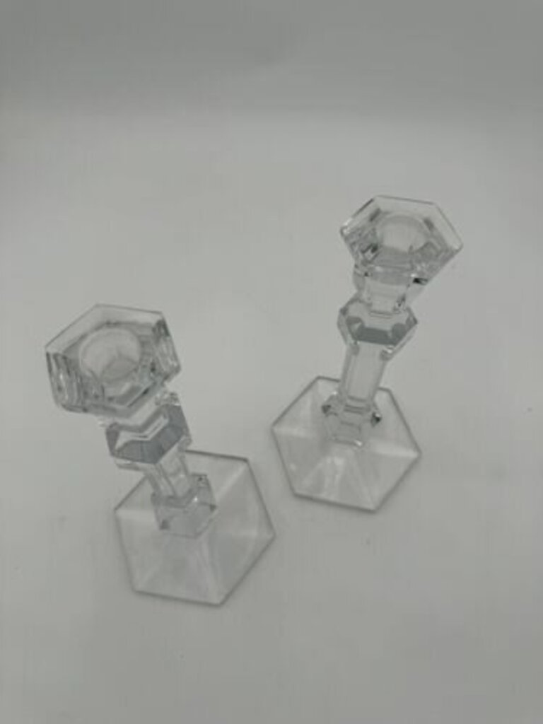 Pair Of Val Pt Lambert Crystal Candle Holders