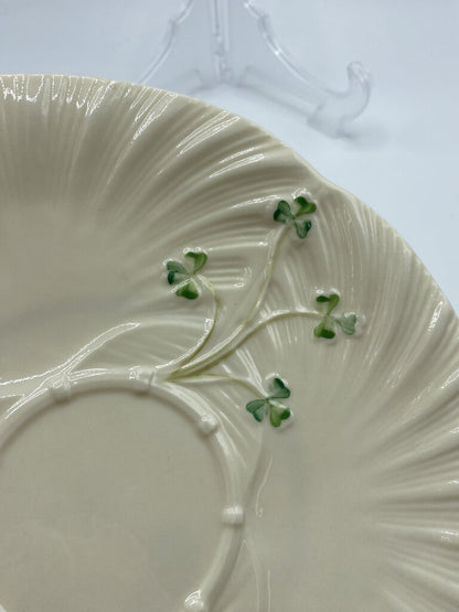 Belleek Porcelain Harp Plate 9.25” Shamrocks Ireland /roh