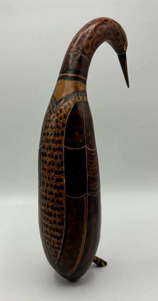 Hand Carved & Painted Bird from a Gourd /j