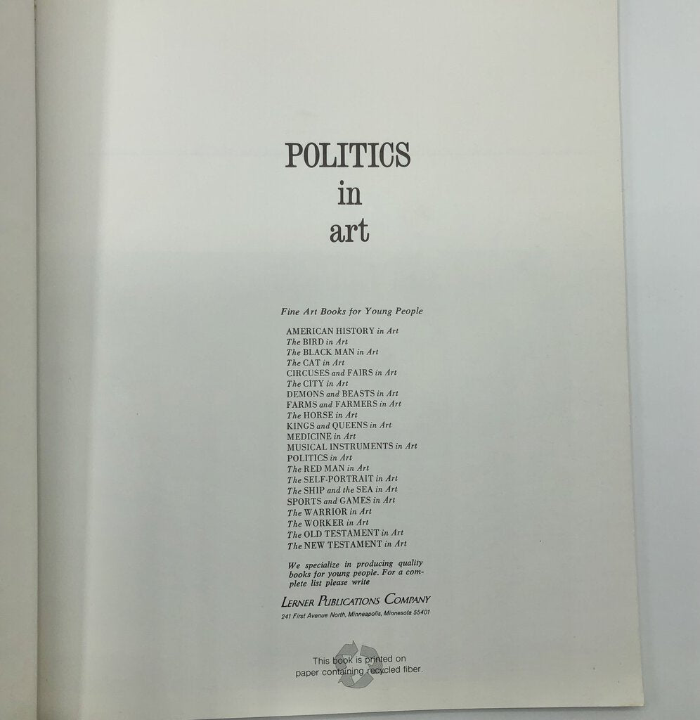 Joan Mondale “Politics in Art” Softcover Book ~ 1974 Second Printing /b