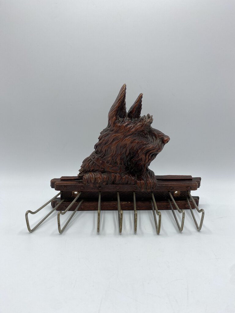 Vintage Syroco Wood Scotty Dog Tie Rack/Dog Leash 8 Hooks /ro