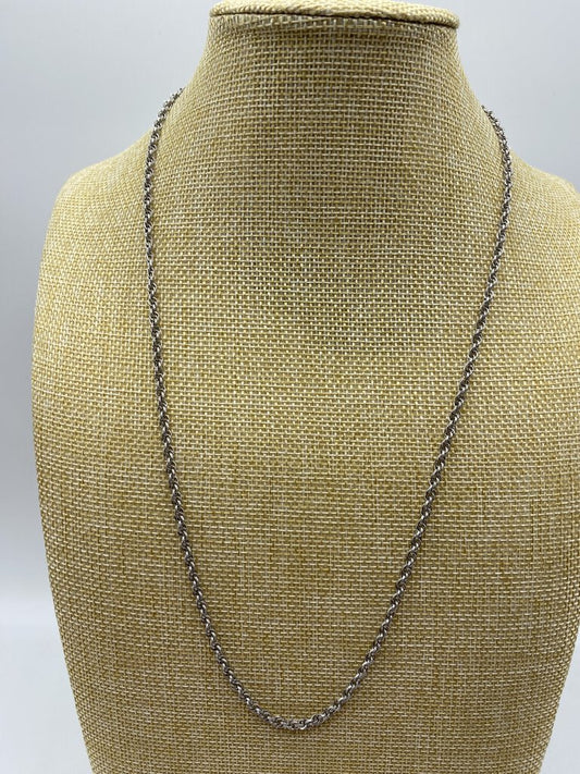 .925 Sterling Silver Cut Rope Chain Necklace 22” 2mm /ro