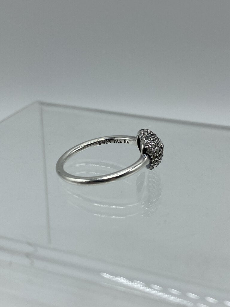 Pandora Halo Band .925 Sterling Ring Raise Heart CZ Setting SZ 7 in box /ro