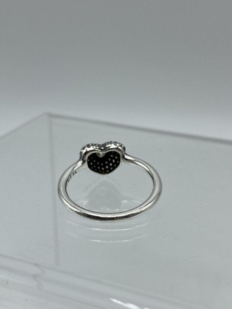 Pandora Halo Band .925 Sterling Ring Raise Heart CZ Setting SZ 7 in box /ro