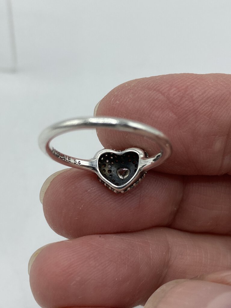 Pandora Halo Band .925 Sterling Ring Raise Heart CZ Setting SZ 7 in box /ro