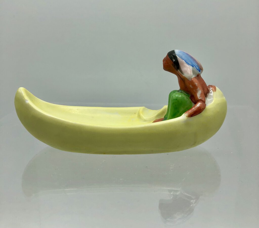 Vintage Native American Indian in Canoe Ashtray /b