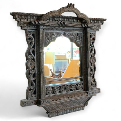 Hindu Wooden Window Framed Mirror