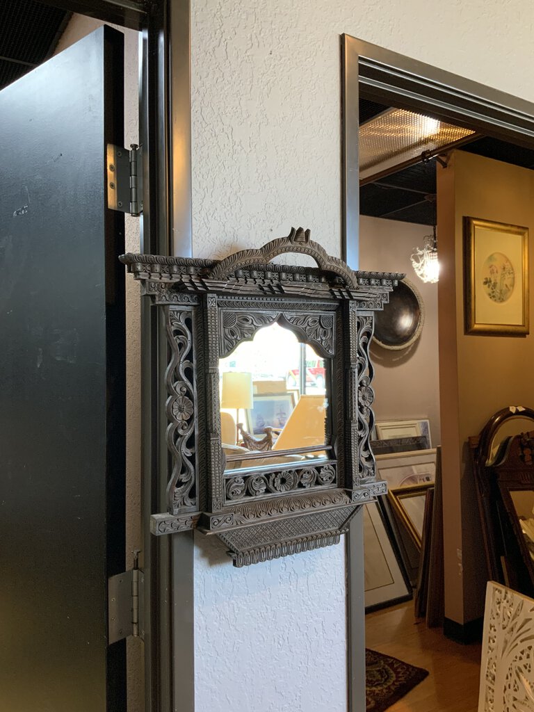 Hindu Wooden Window Framed Mirror