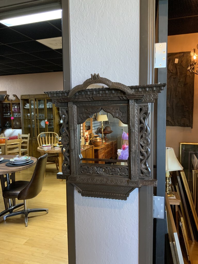 Hindu Wooden Window Framed Mirror