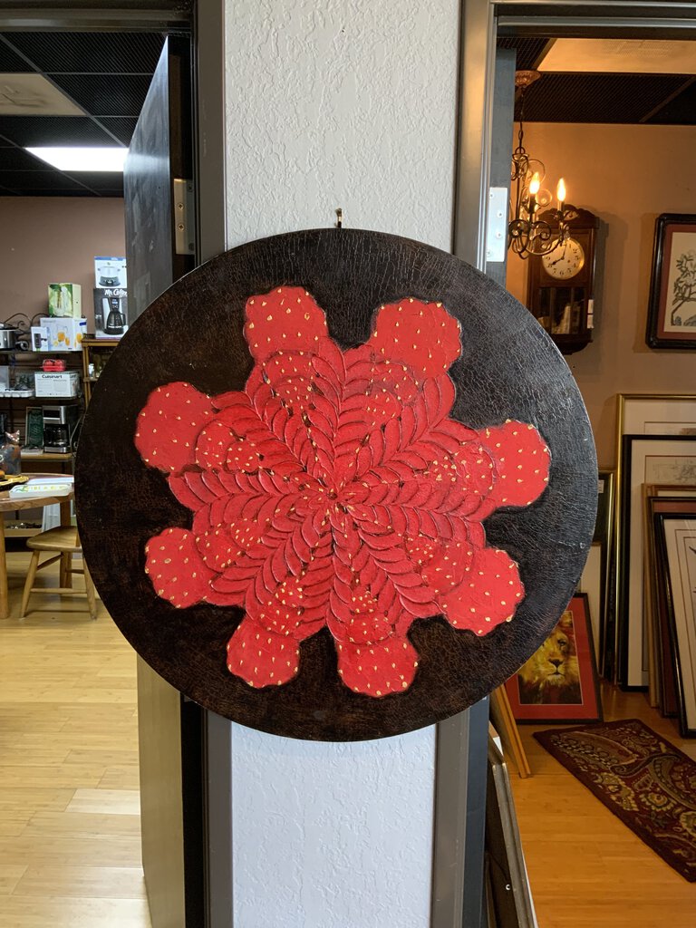 Hand Painted Red Flower Wall Art