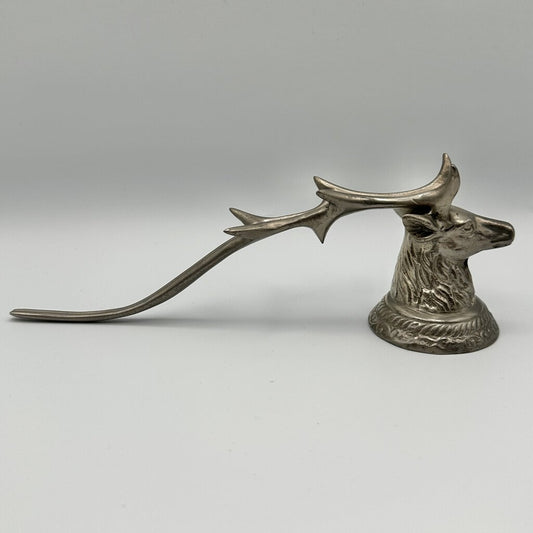 Vintage Decorative Pewter 9 Inch Stag Head Candle Snuffer /cb