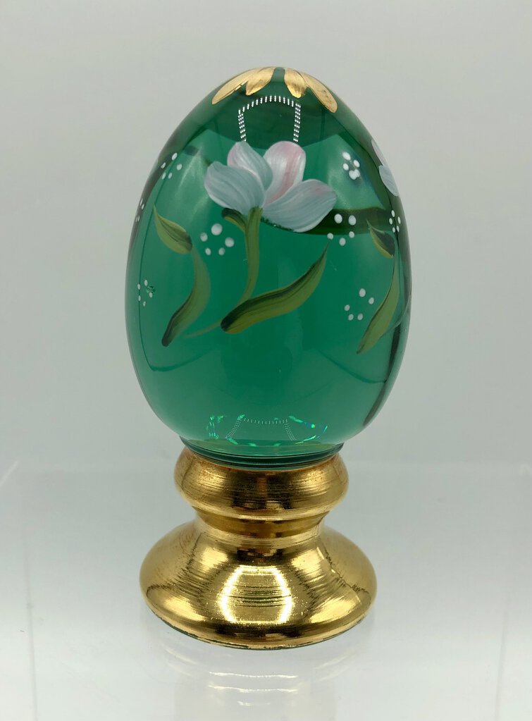 Fenton Limited Edition Green Glass Egg 1971/#2500 /b