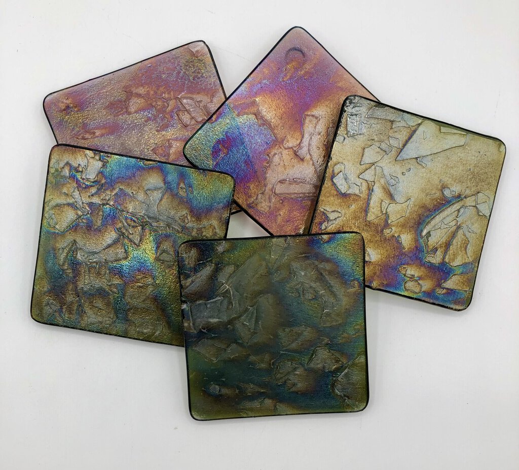 5pc Paradise Fused Art Glass Coaster Set /b