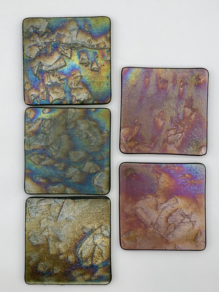 5pc Paradise Fused Art Glass Coaster Set /b