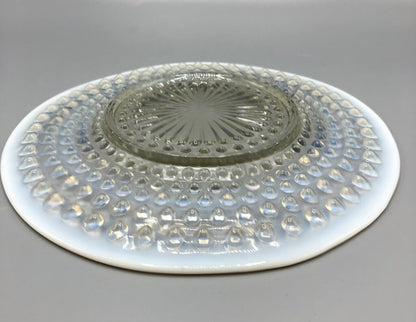 5pc Anchor Hocking Moonstone Opalescent Hobnail Plates /b