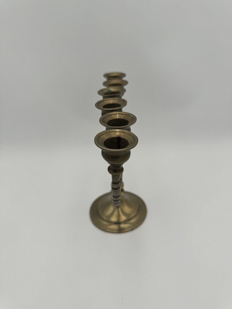 Antique Solid Brass Menorah Candle Holder