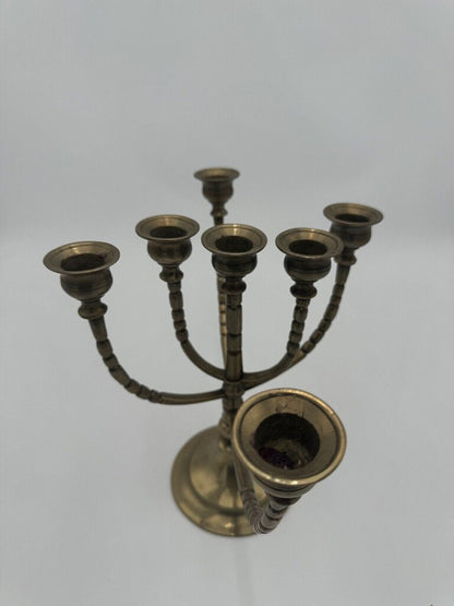 Antique Solid Brass Menorah Candle Holder