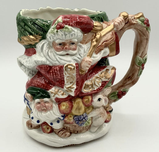 Fitz and Floyd Forest Festival 1996 Santa Violin Mug Earthenware /cb