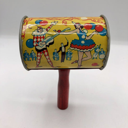 1950s/60s US Metal Toy Tin Litho Rattle Noise Maker /b