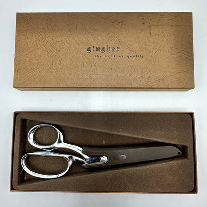 Vintage Gingher Model G8 8 Inch Knife Edge Chome Plated Dressmaker’s Shears/Scissors w/Sheath & Box /cb