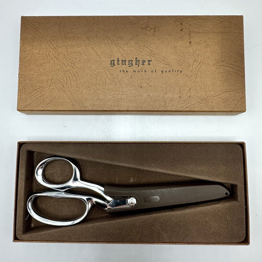 Vintage Gingher Model G8 8 Inch Knife Edge Chome Plated Dressmaker’s Shears/Scissors w/Sheath & Box /cb