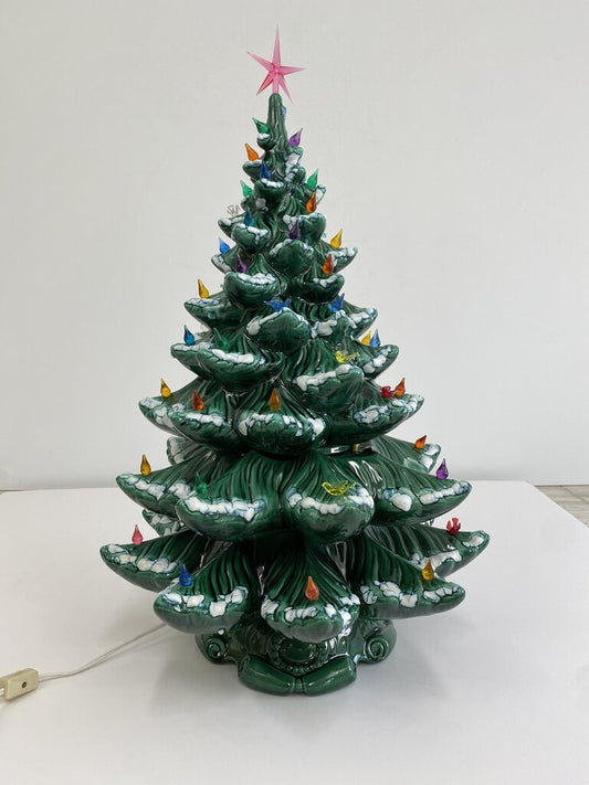 Vintage Ceramic 4 piece Christmas Tree 23” tall w/Base Atlantic Mold /rw