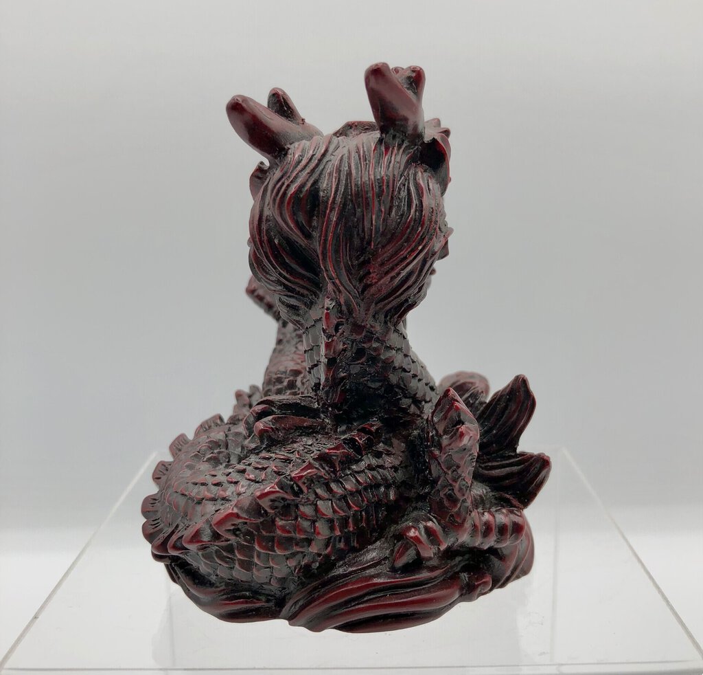 Vtg Red Resin Chinese Dragon Holding a Pearl Year of Dragon /b