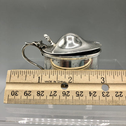 Antique Walker & Hall Birmingham Sterling Silver Mustard Pot w/ Cobalt Glass Insert /b