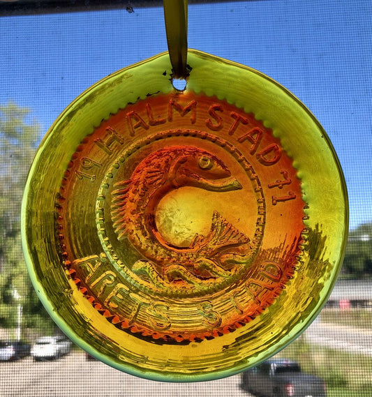 Blenko 4” Amber Glass Fish Sun Catcher /b