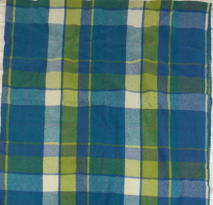 Cozy Blue & Green Plaid 100% Wool Blanket/ Double /b