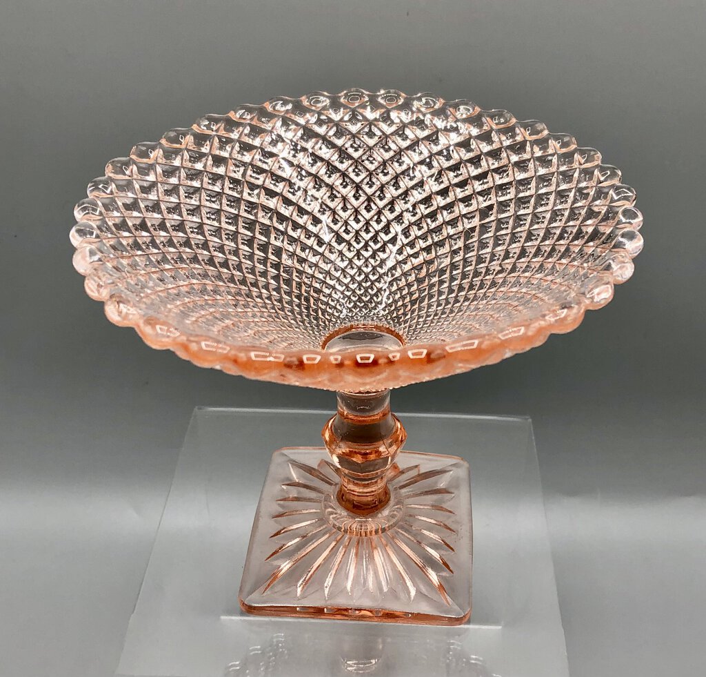 1930s Anchor Hocking “Miss America” Pink Depression glass Compote /b