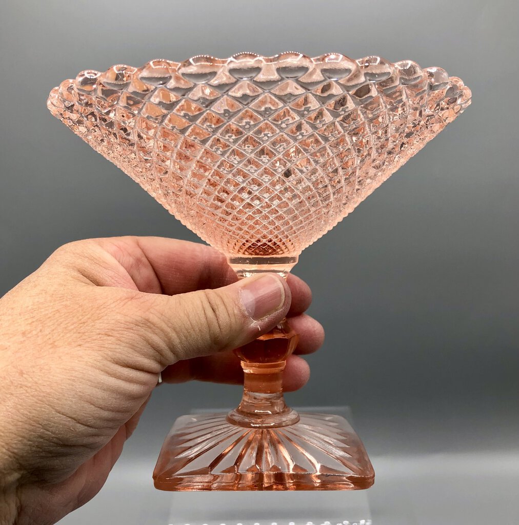 1930s Anchor Hocking “Miss America” Pink Depression glass Compote /b