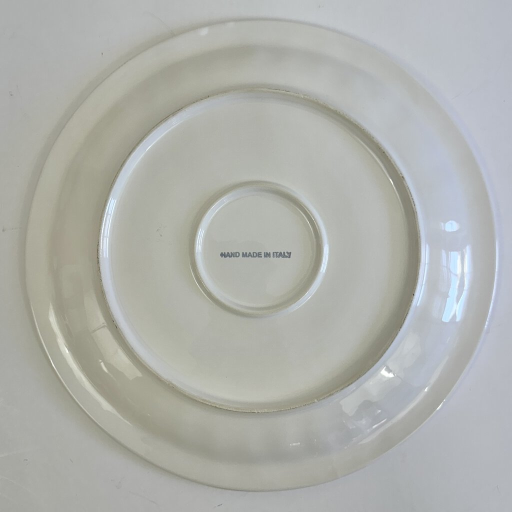 Large 15 Inch Round Ceramic Serving Platter White Hand Made In Italy /cb