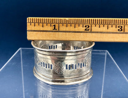 Antique Webster Co. Sterling Silver Pierced Napkin Ring Monogrammed /b