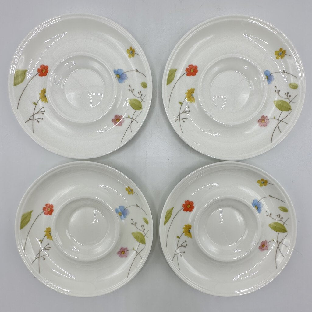 4 Vintage Mikasa JUST FLOWERS Bone China Demitasse and Saucer Sets /cb