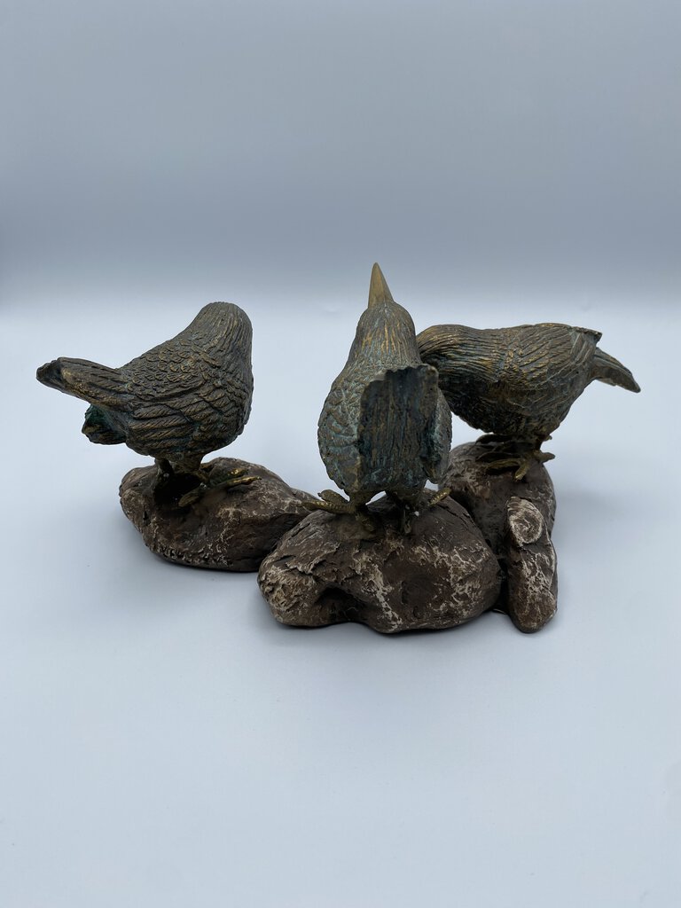 Andrea by Sadek 3 Birds on Rocks Sculpture Bronze Patina /ro