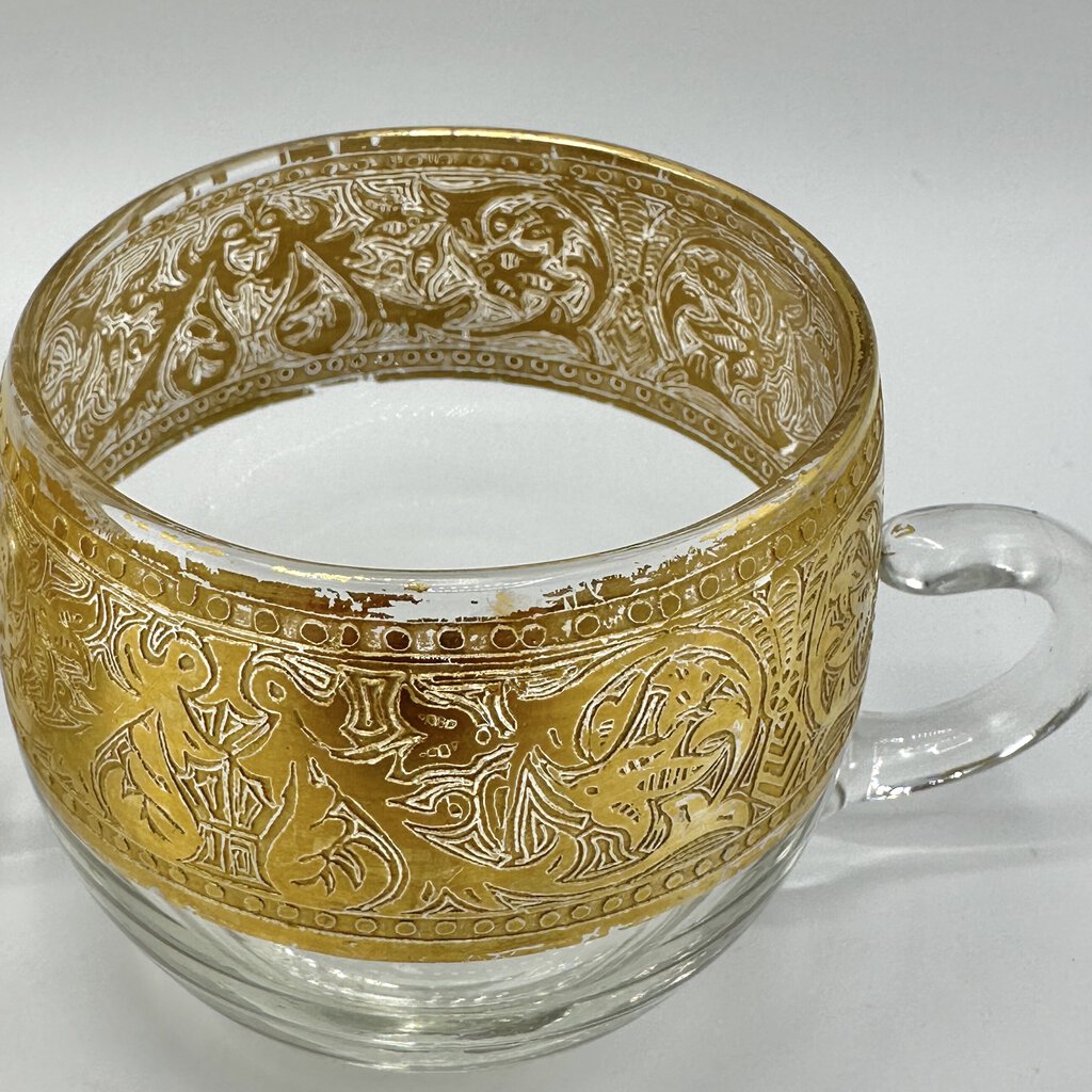 5 Vintage “Georgian Gold” By Glastonbury-Lotus 2 3/8” Blown Glass Punch Cups /cb