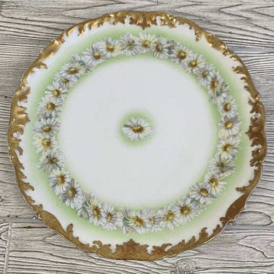 Antique Tressemanes & Vogt Limoges 12.5 Inch Round Hand Painted Daisy Platter Made in France Pattern TRV122 /cb