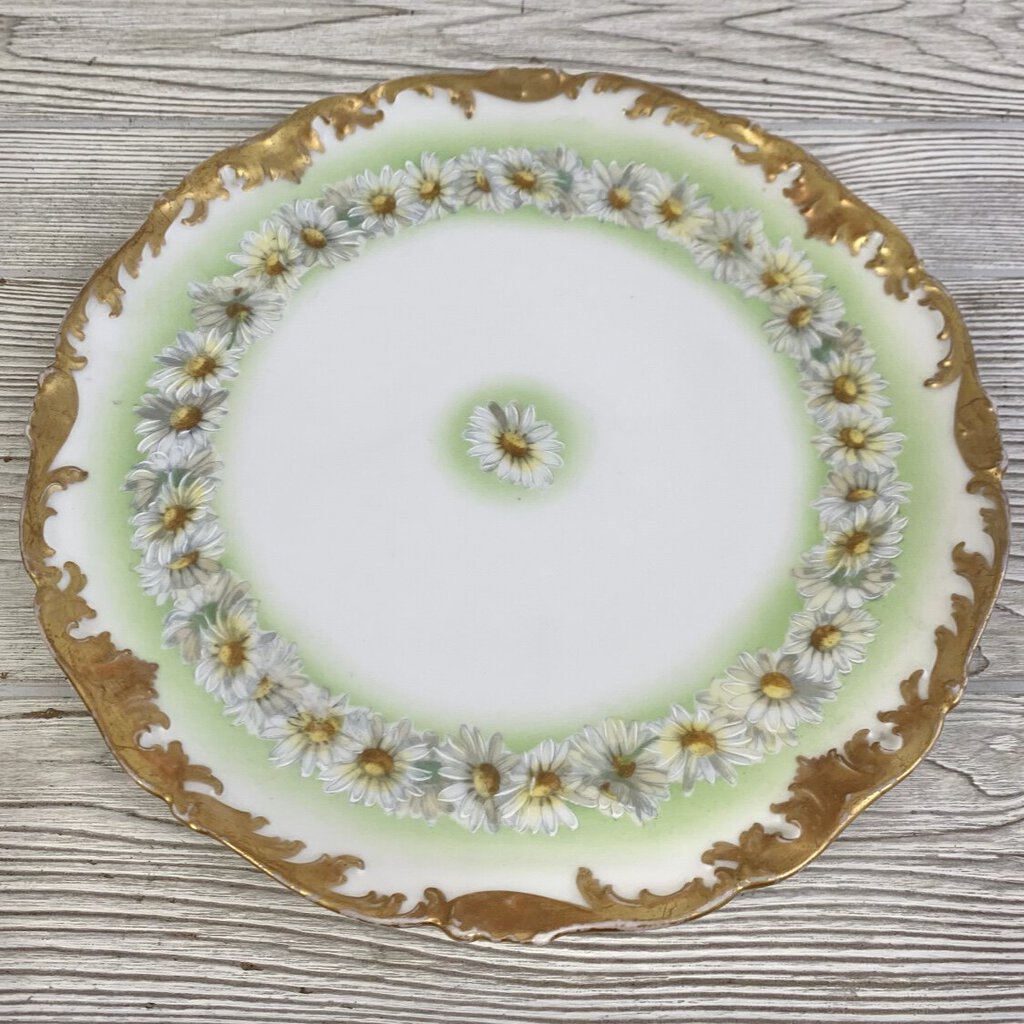 Antique Tressemanes & Vogt Limoges 12.5 Inch Round Hand Painted Daisy Platter Made in France Pattern TRV122 /cb