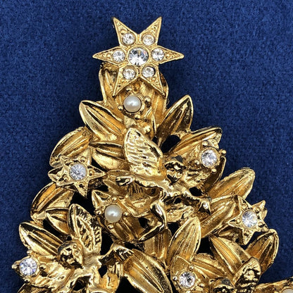 Vintage R.J. Graziano Angel Christmas Tree Brooch /b