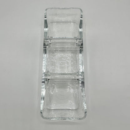 Vintage Krosno Poland Art Glass Clear Rectangular Divided Candy Nut Relish Dish /cb