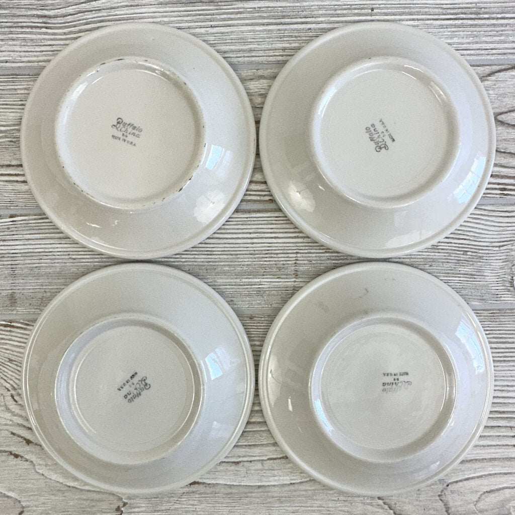 Set of 8 Vintage Buffalo China Restaurant Ware Allegheny Green Stripe 6 3/4in Bread Plates /cb